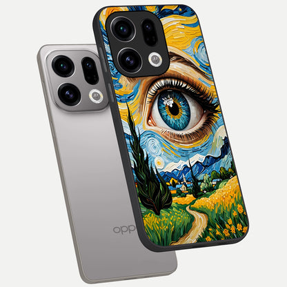 Van Gogh Eye phone case For Oppo Find X9 showing premium glass back cover with detailed artwork