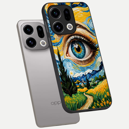  Van Gogh Eye phone case For Oppo Find X9 showing premium glass back cover with detailed artwork