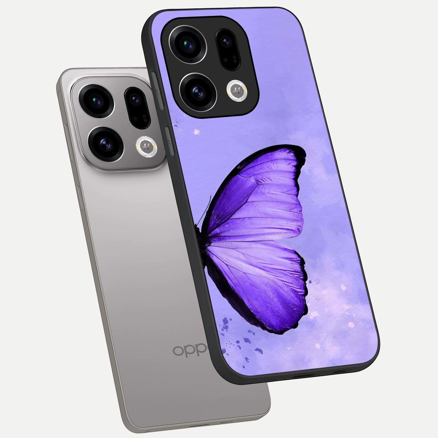  Violet Dream Wing phone case For Oppo Find X9 showing premium glass back cover with detailed artwork