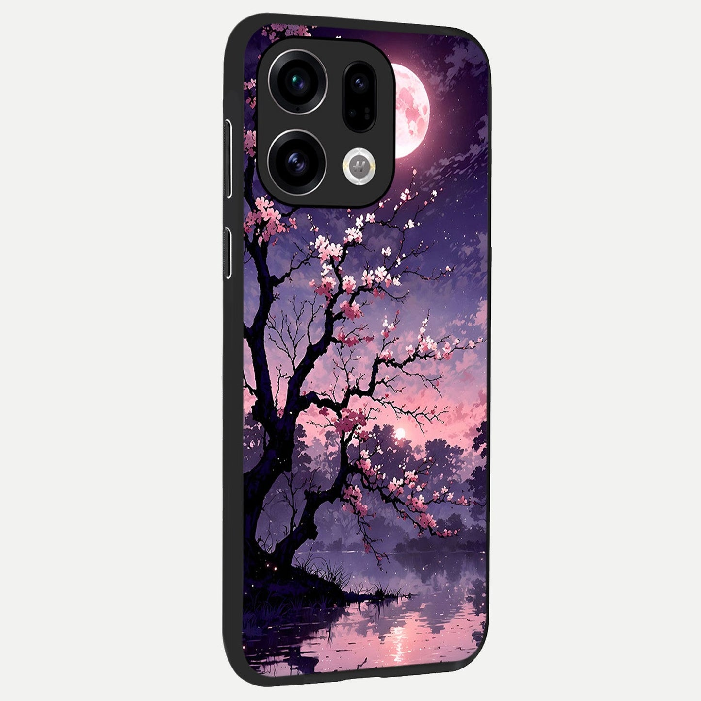  Blossom Pink Moon back cover For Oppo Find X9 slim fit glass case with vibrant aesthetic design