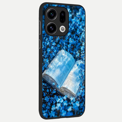  Blue Bloom Tales back cover For Oppo Find X9 slim fit glass case with vibrant aesthetic design
