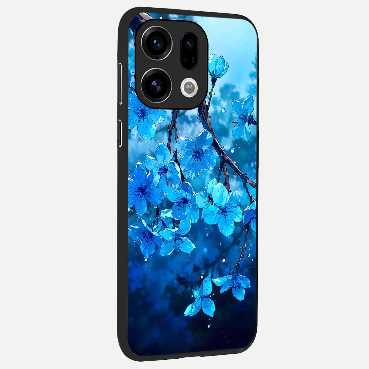  Blue Blossoms Branch back cover For Oppo Find X9 slim fit glass case with vibrant aesthetic design