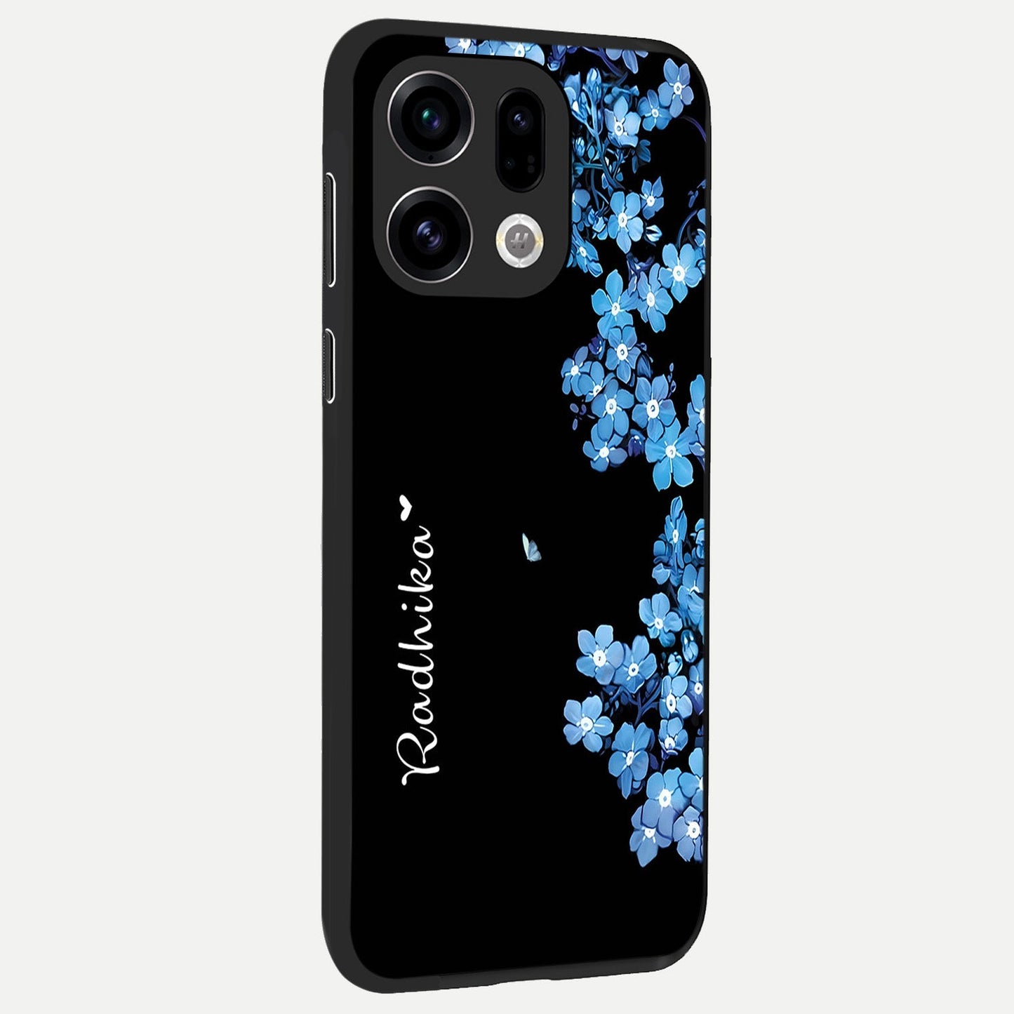  Blue Petal Dream Custom Name back cover For Oppo Find X9 slim fit glass case with vibrant aesthetic design