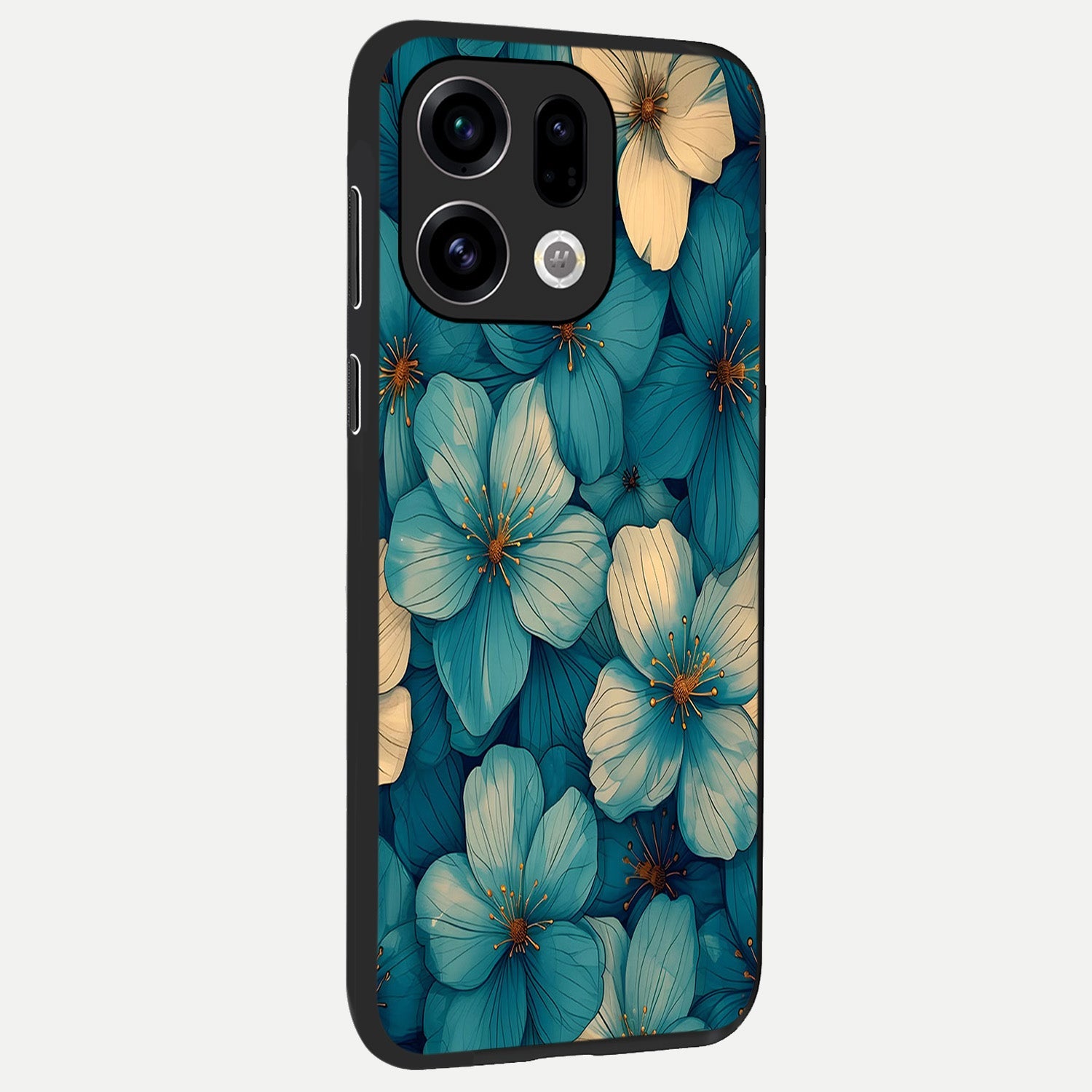  Blue Shade Floral back cover For Oppo Find X9 slim fit glass case with vibrant aesthetic design