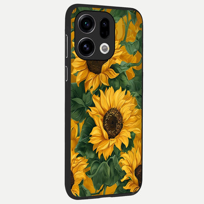  Bright Sunflower Bloom back cover For Oppo Find X9 slim fit glass case with vibrant aesthetic design