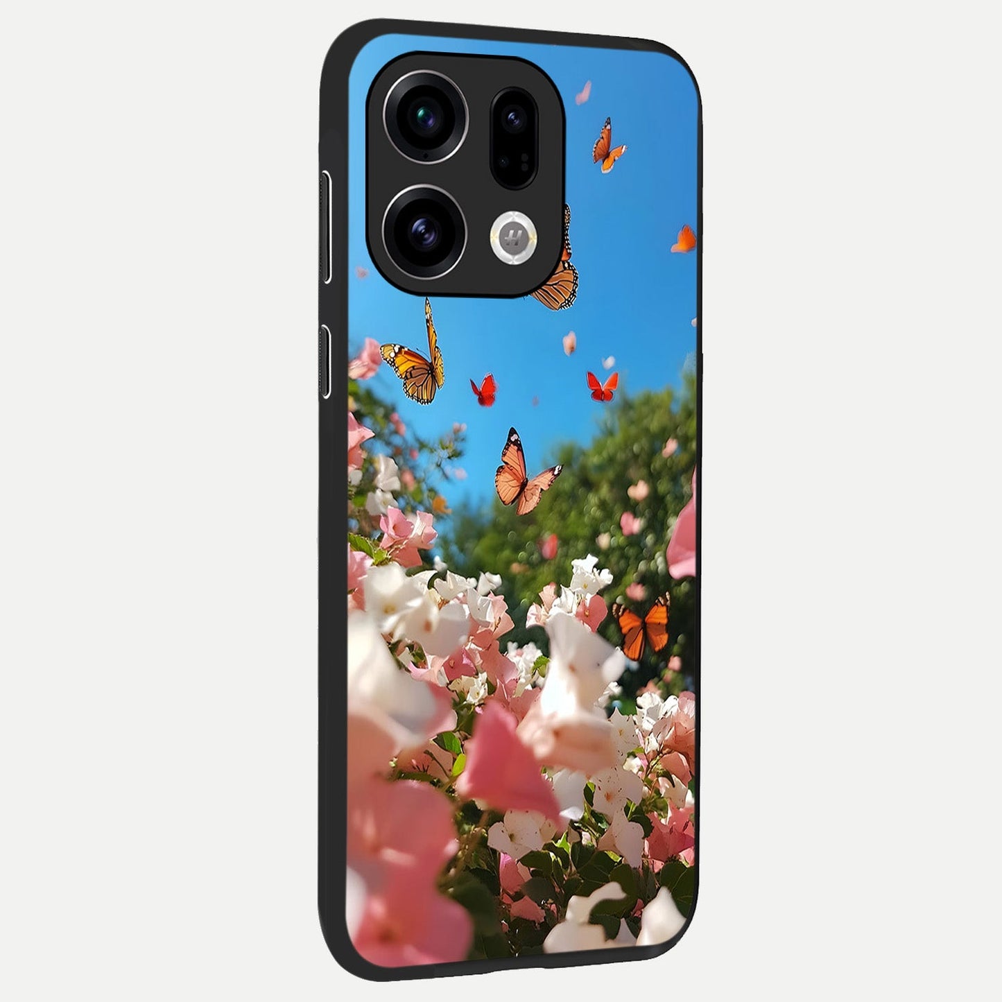 Butterflies In Bloom Sky back cover For Oppo Find X9 slim fit glass case with vibrant aesthetic design