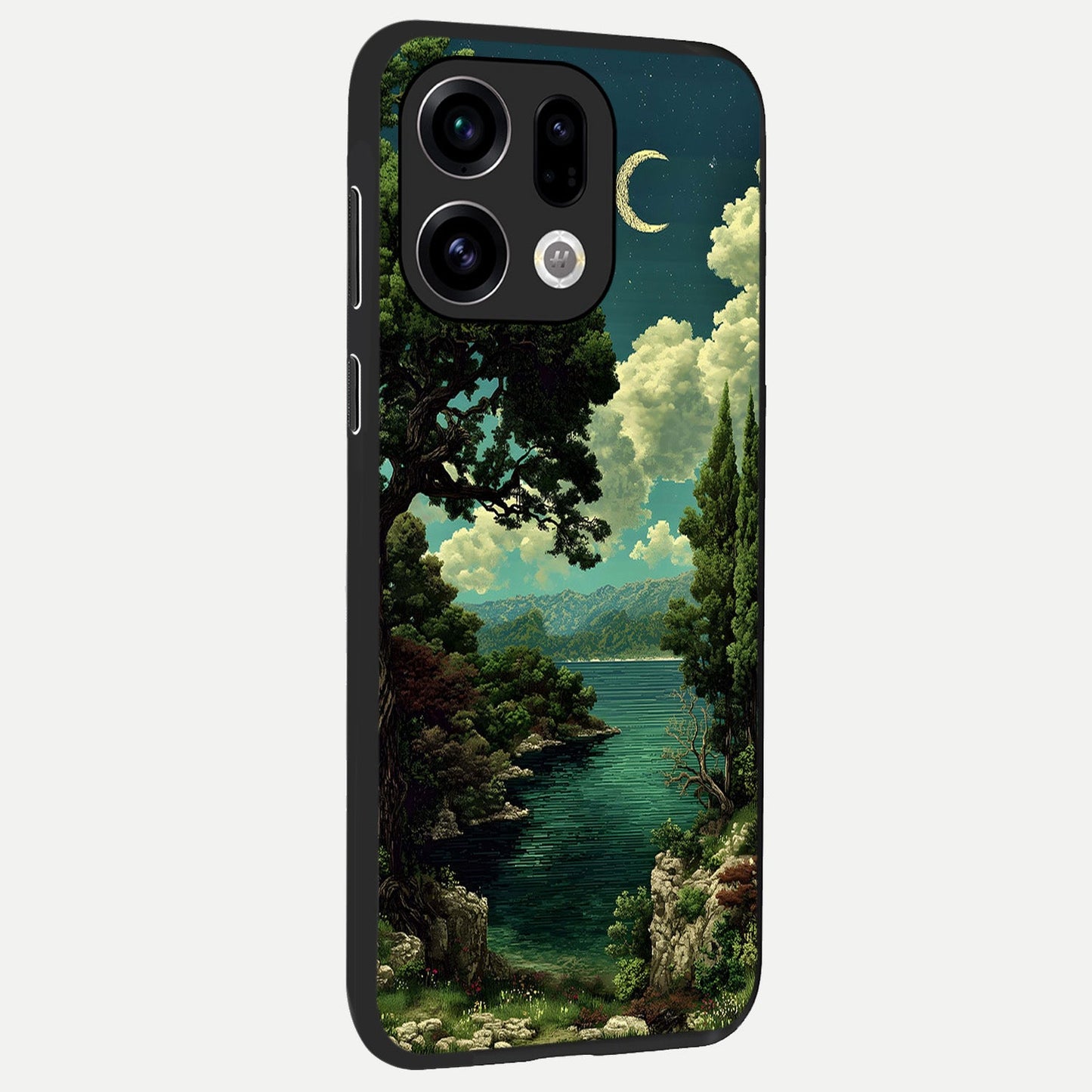  Celestial Lake Peace back cover For Oppo Find X9 slim fit glass case with vibrant aesthetic design