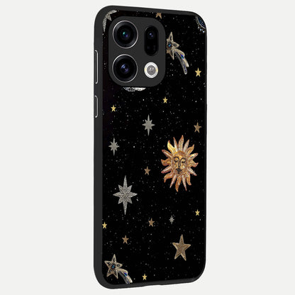  Celestial Moon With Stars back cover For Oppo Find X9 slim fit glass case with vibrant aesthetic design