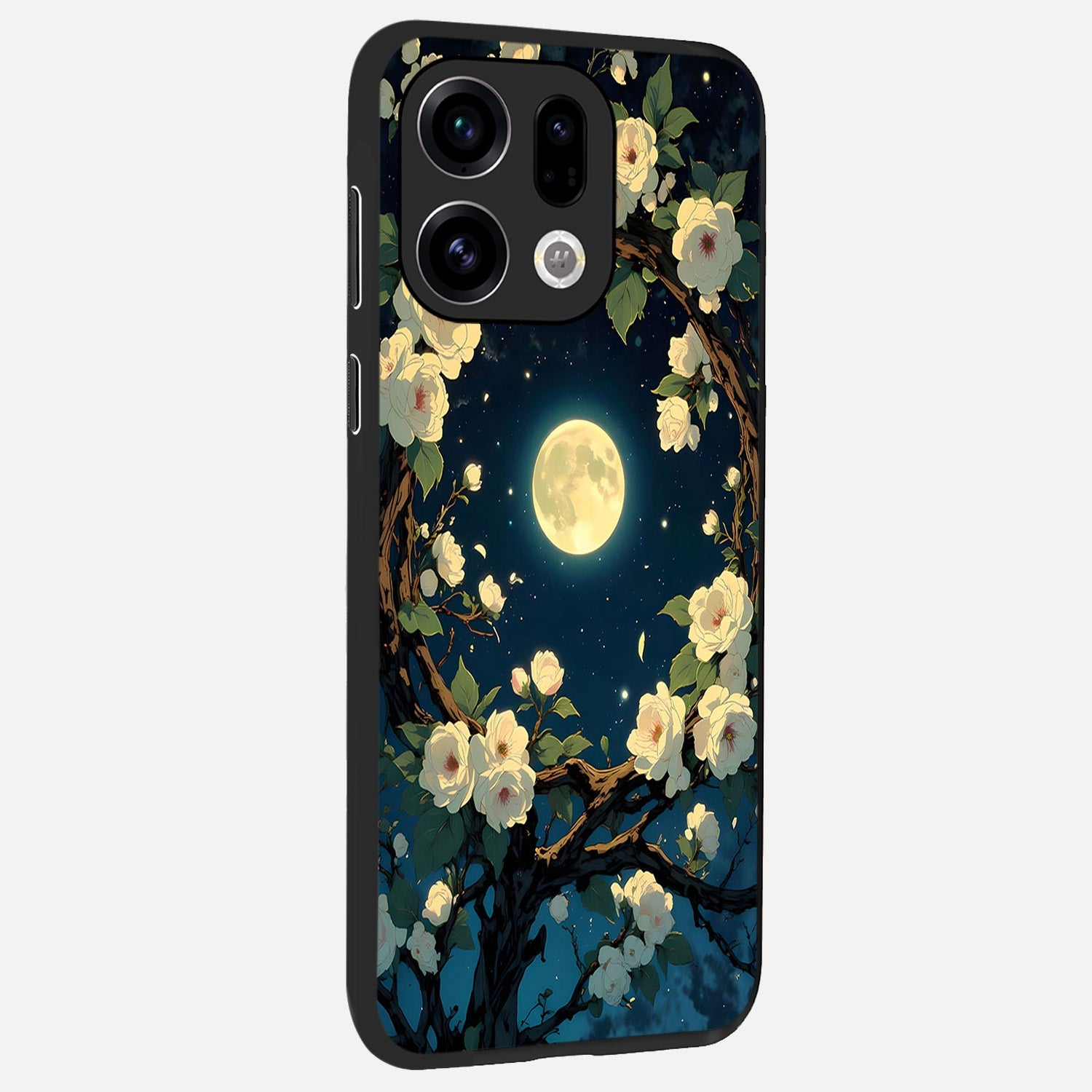  Celestial Moon And Flower back cover For Oppo Find X9 slim fit glass case with vibrant aesthetic design