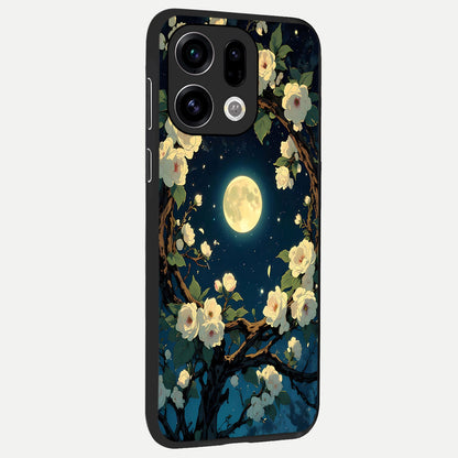 Celestial Moon And Flower back cover For Oppo Find X9 slim fit glass case with vibrant aesthetic design