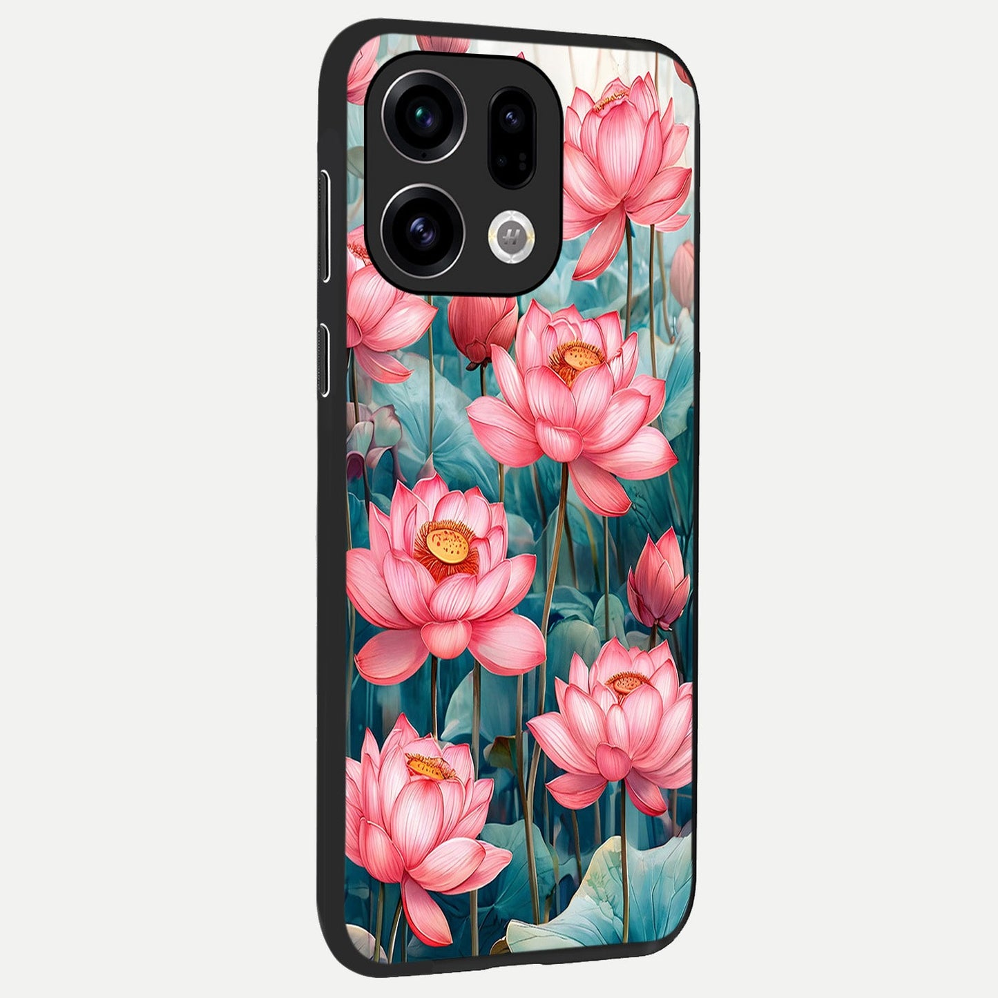  Celestial Pink Lotus back cover For Oppo Find X9 slim fit glass case with vibrant aesthetic design