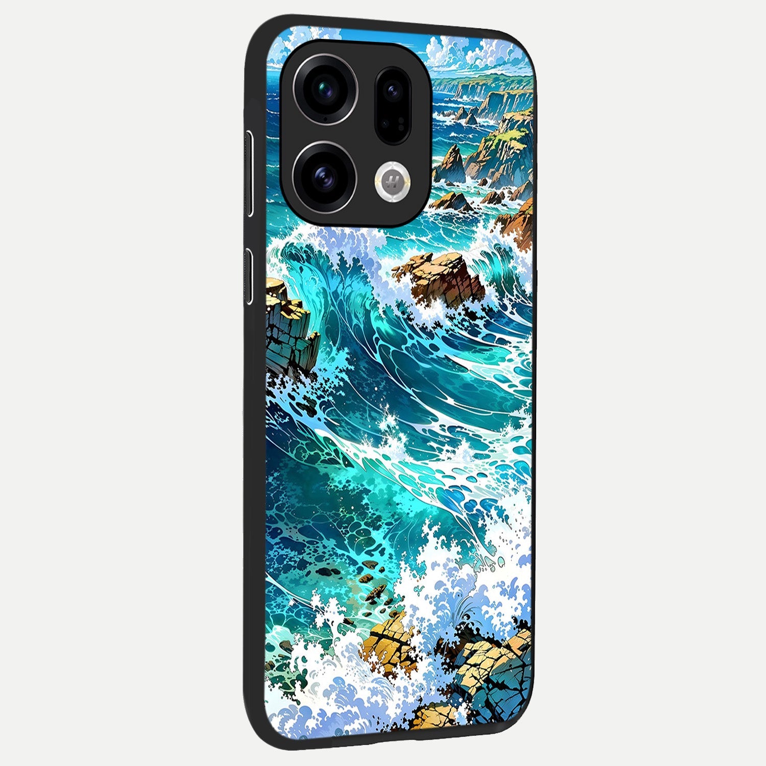  Coastal Blue Waves back cover For Oppo Find X9 slim fit glass case with vibrant aesthetic design