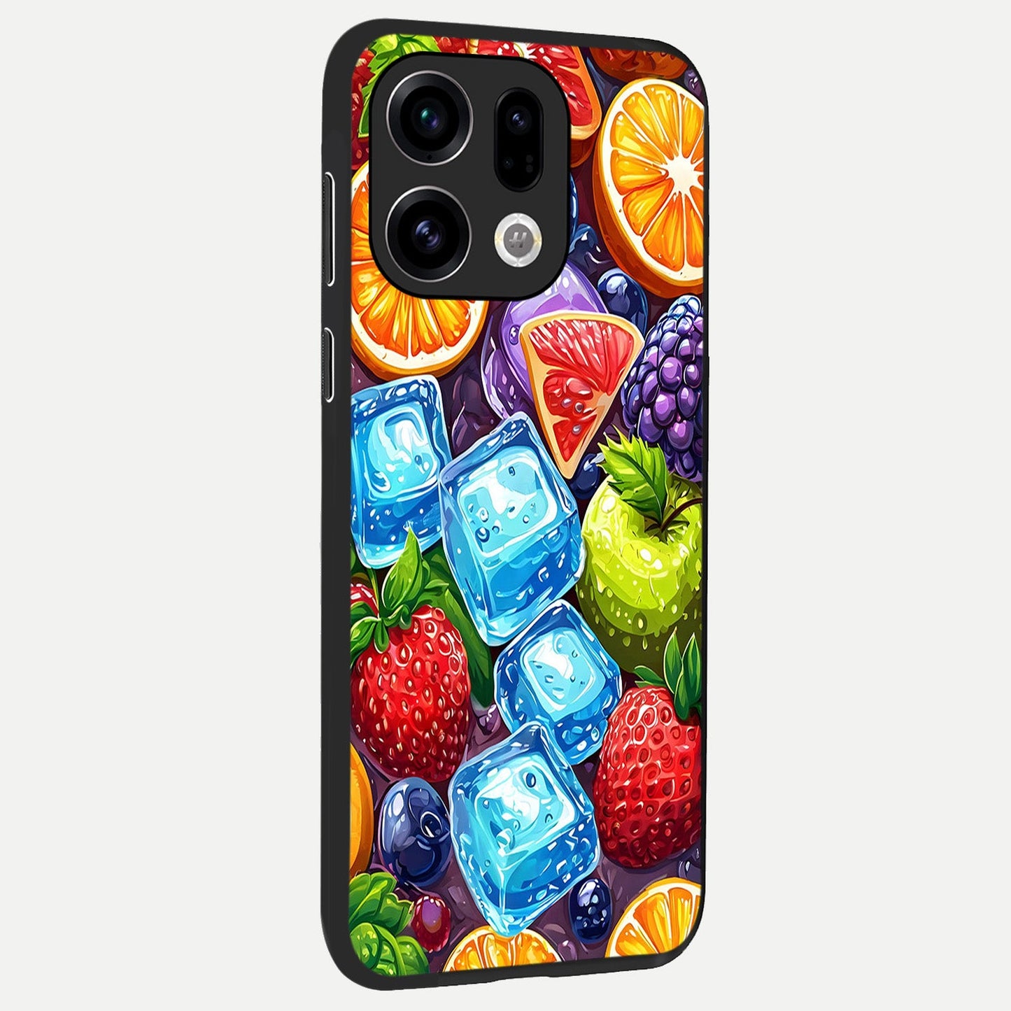  Colorful Fruits with Ice back cover For Oppo Find X9 slim fit glass case with vibrant aesthetic design