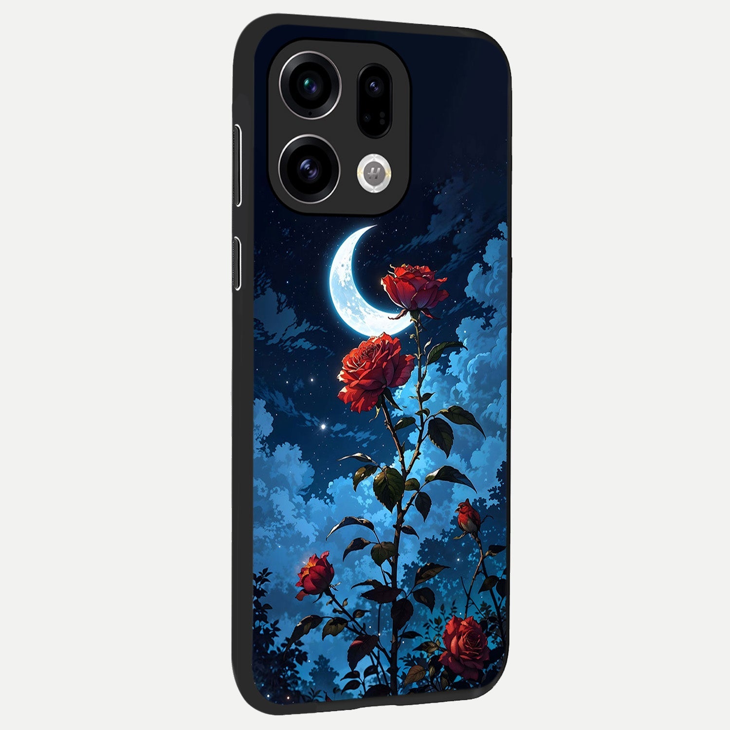  Crimson Rose Moon back cover For Oppo Find X9 slim fit glass case with vibrant aesthetic design