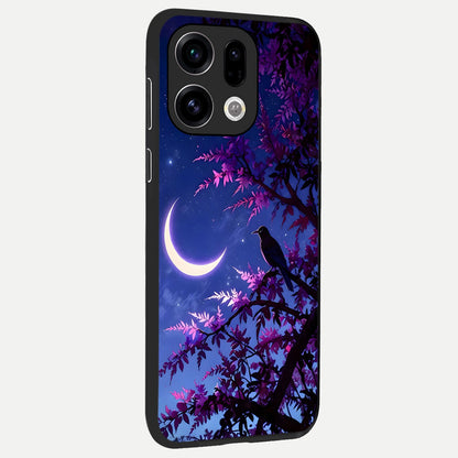  Crow And Moon Scenery back cover For Oppo Find X9 slim fit glass case with vibrant aesthetic design