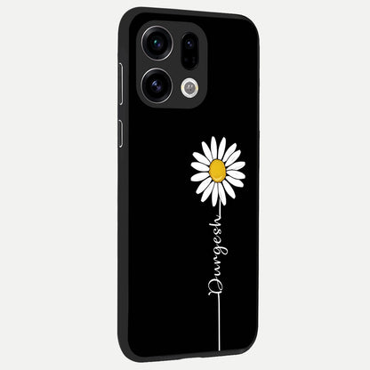  Custom Name White Flower back cover For Oppo Find X9 slim fit glass case with vibrant aesthetic design