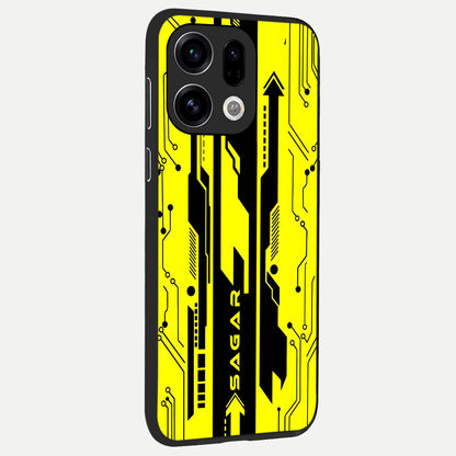  Electric Pulse CYBERPUNK Custom Name back cover For Oppo Find X9 slim fit glass case with vibrant aesthetic design