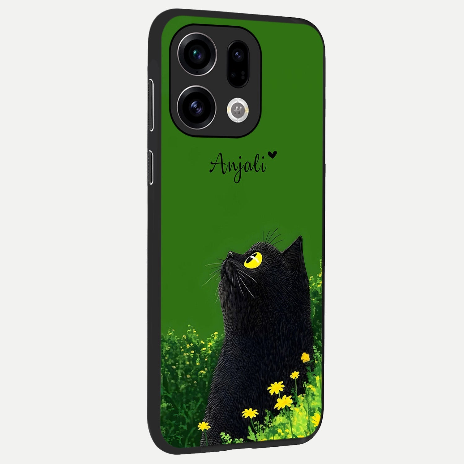  Emerald Cat Custom Name back cover For Oppo Find X9 slim fit glass case with vibrant aesthetic design