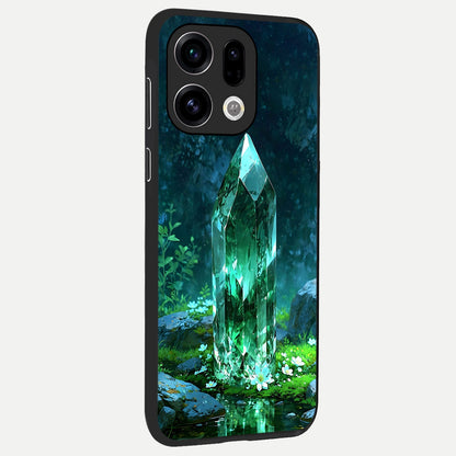  Emerald Light Crystal back cover For Oppo Find X9 slim fit glass case with vibrant aesthetic design