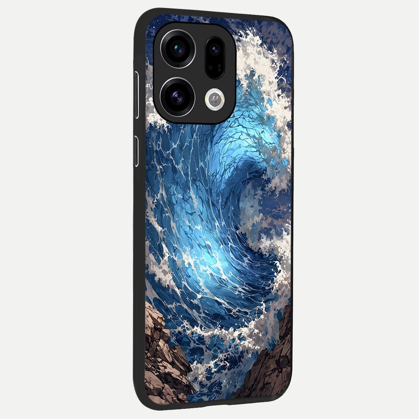  Giant Ocean Wave back cover For Oppo Find X9 slim fit glass case with vibrant aesthetic design
