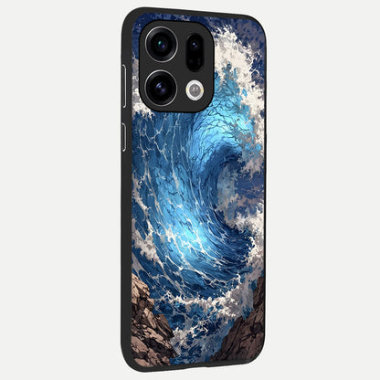  Giant Ocean Wave back cover For Oppo Find X9 slim fit glass case with vibrant aesthetic design
