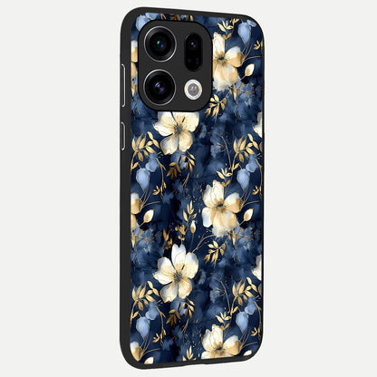  Golden Midnight Bloom back cover For Oppo Find X9 slim fit glass case with vibrant aesthetic design