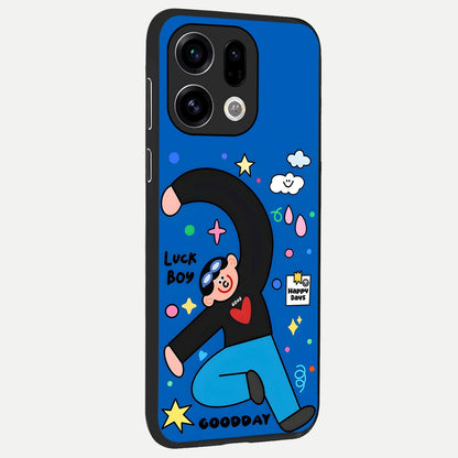  Happy Luck Vibe back cover For Oppo Find X9 slim fit glass case with vibrant aesthetic design