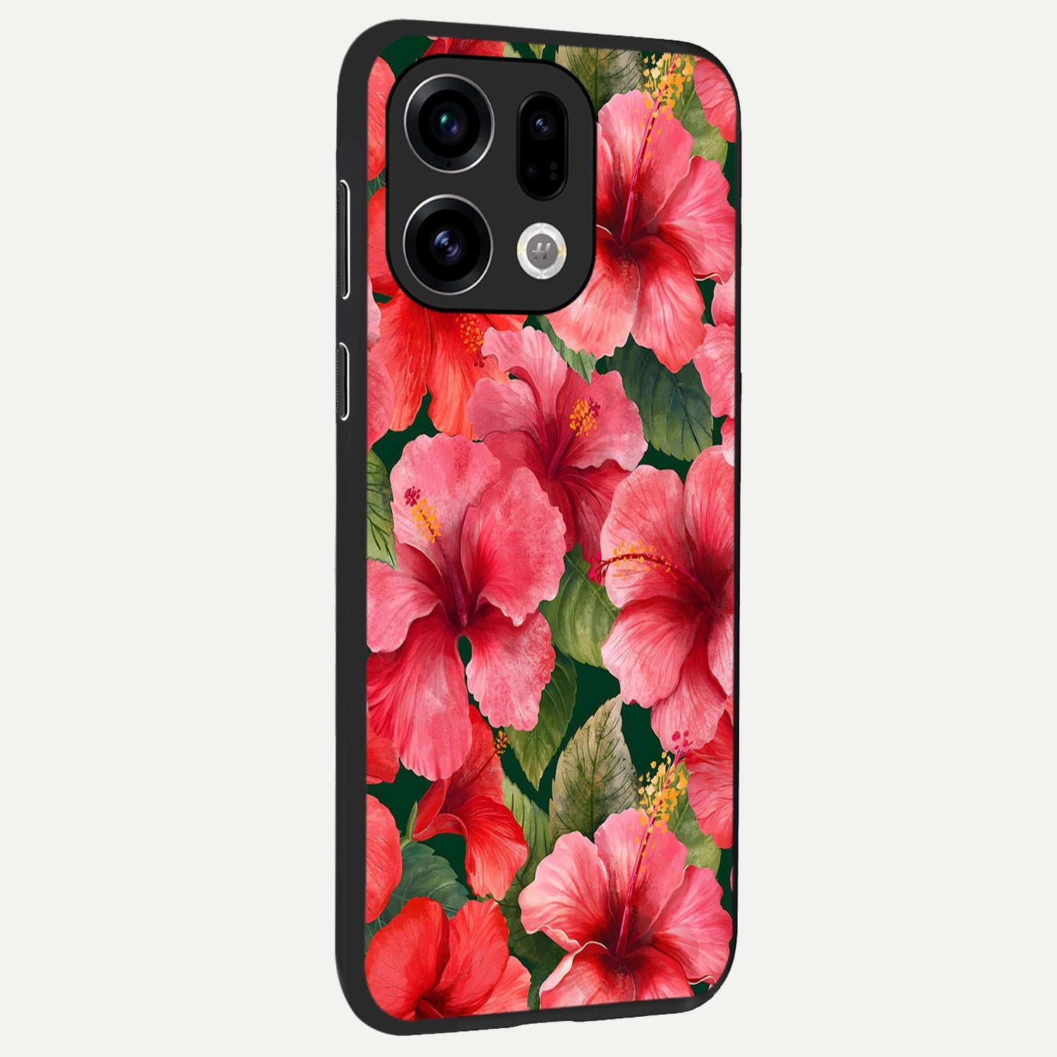  Hibiscus Pattern back cover For Oppo Find X9 slim fit glass case with vibrant aesthetic design