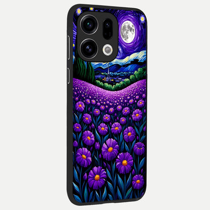  Lavender Moon Field back cover For Oppo Find X9 slim fit glass case with vibrant aesthetic design