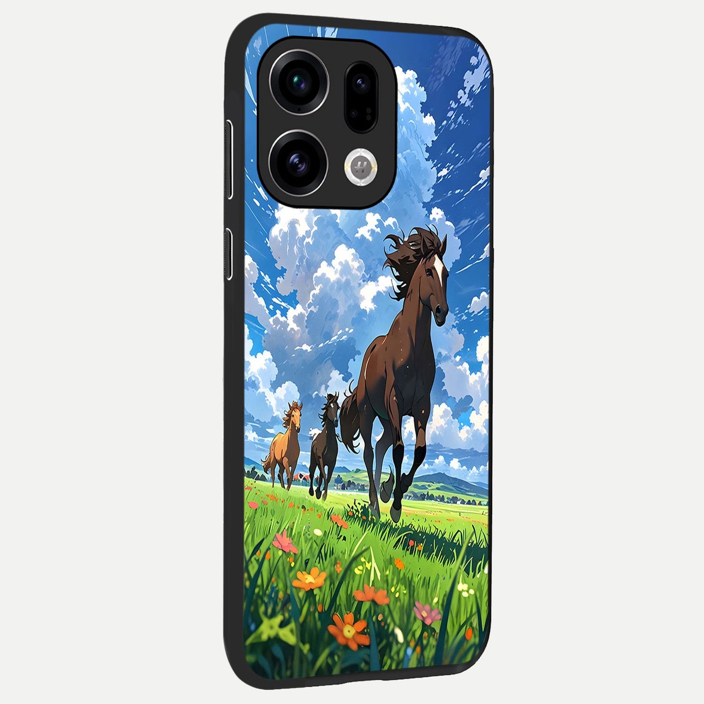  Majestic Horses Galloping back cover For Oppo Find X9 slim fit glass case with vibrant aesthetic design