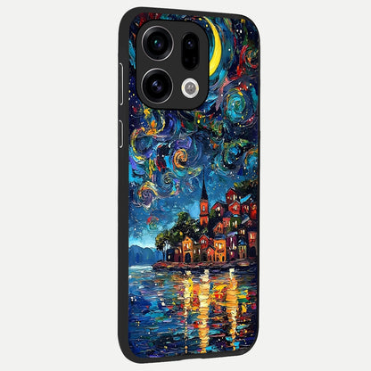  Moonlight Harbor Glow back cover For Oppo Find X9 slim fit glass case with vibrant aesthetic design