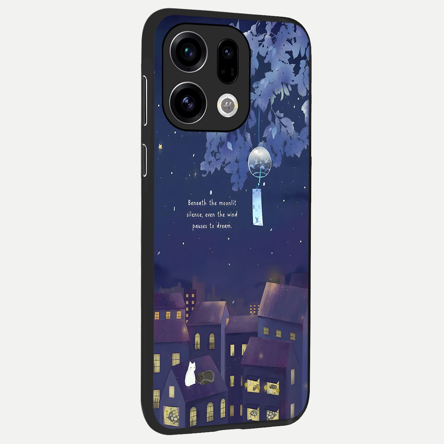  Moonlit Cat Silence back cover For Oppo Find X9 slim fit glass case with vibrant aesthetic design
