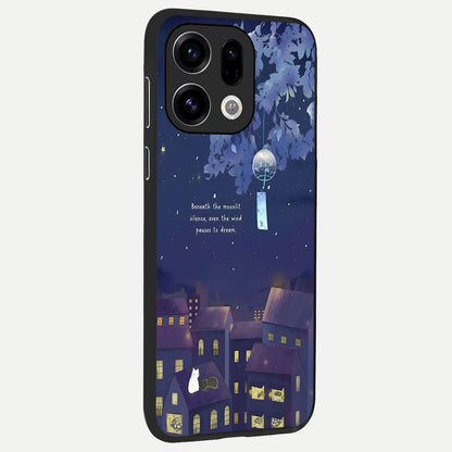  Moonlit Cat Silence back cover For Oppo Find X9 slim fit glass case with vibrant aesthetic design
