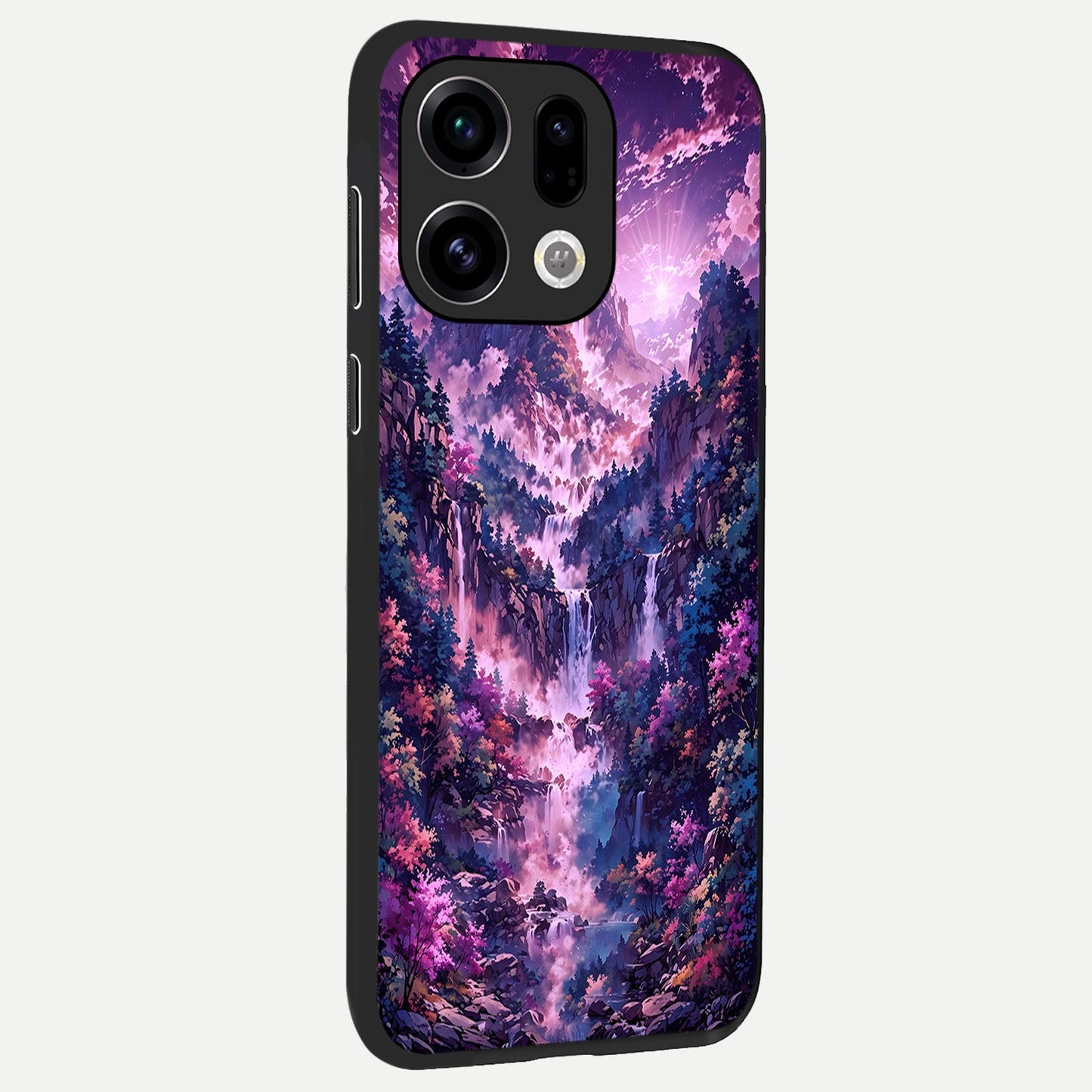  Mystic Cascade Peaks back cover For Oppo Find X9 slim fit glass case with vibrant aesthetic design