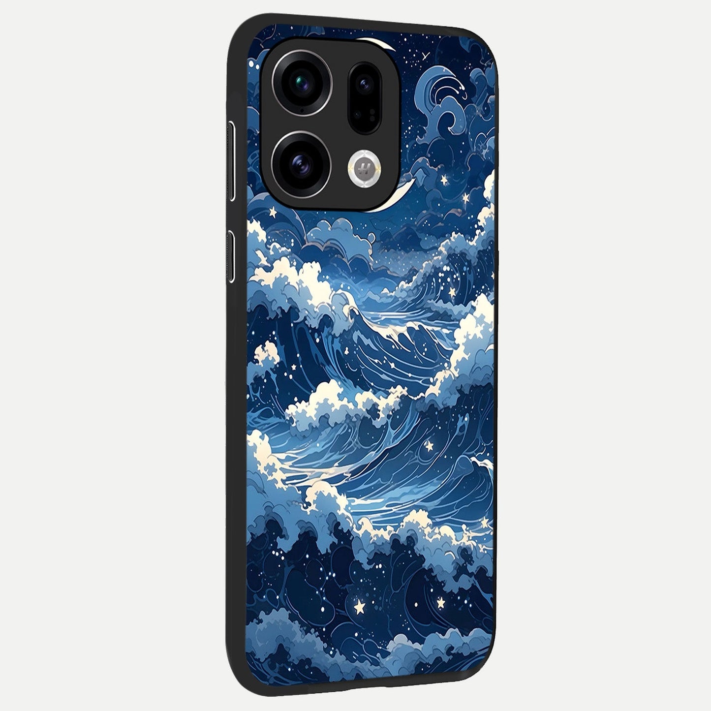 Ocean Moon Waves back cover For Oppo Find X9 slim fit glass case with vibrant aesthetic design