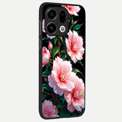  Peach Flower back cover For Oppo Find X9 slim fit glass case with vibrant aesthetic design