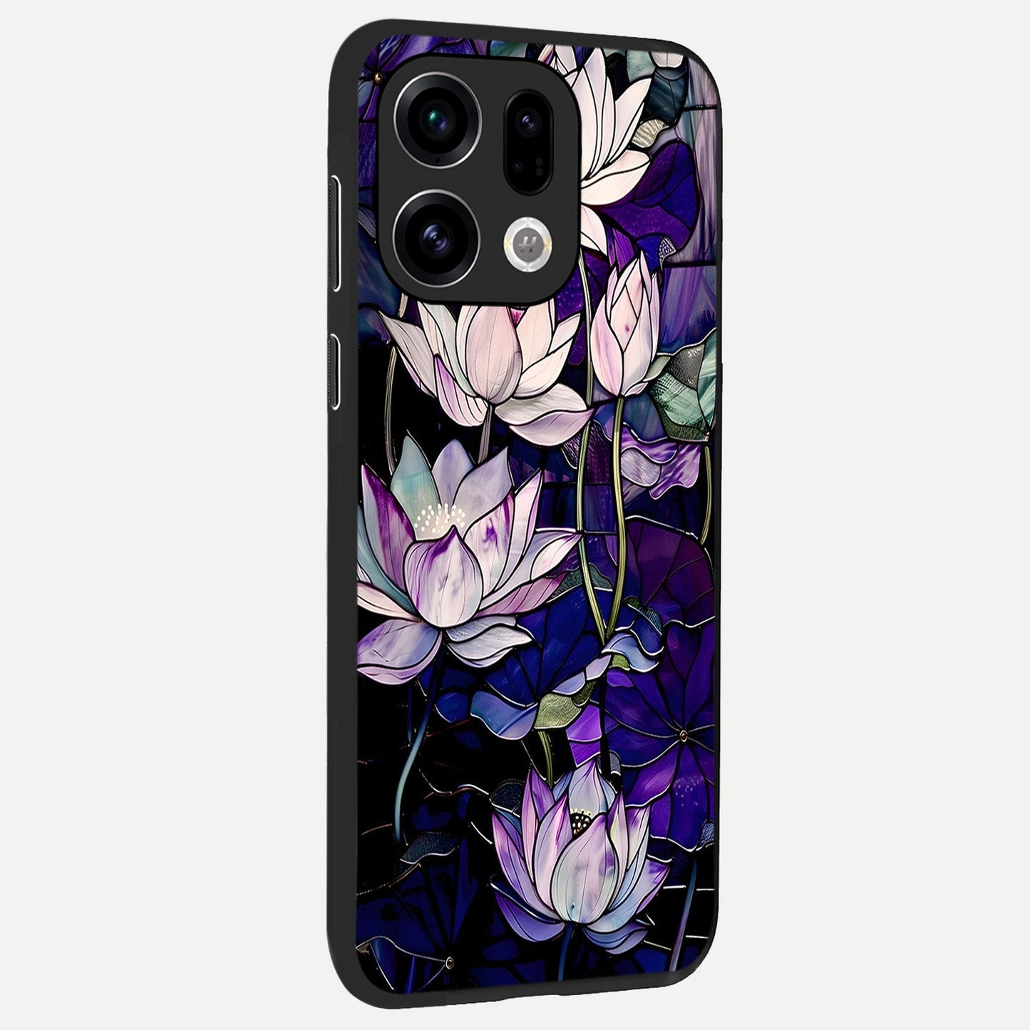  Purple Lotus Pattern back cover For Oppo Find X9 slim fit glass case with vibrant aesthetic design