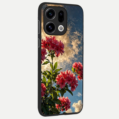  Red Bloom Skies back cover For Oppo Find X9 slim fit glass case with vibrant aesthetic design