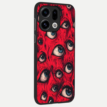  Red Eyes Pattern back cover For Oppo Find X9 slim fit glass case with vibrant aesthetic design