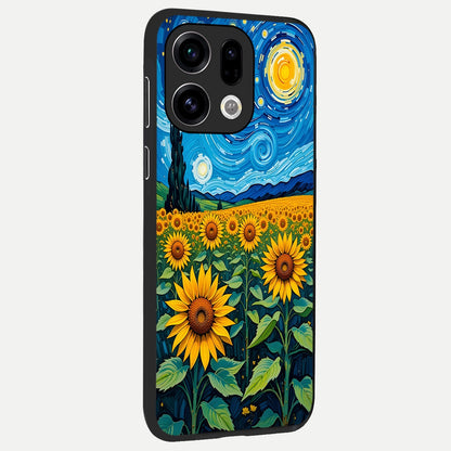  Starry Sunflower Dreams back cover For Oppo Find X9 slim fit glass case with vibrant aesthetic design