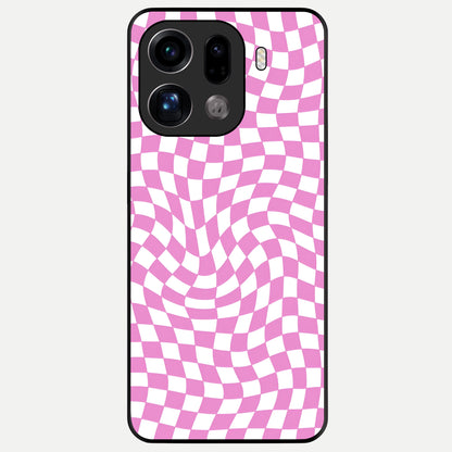  Bubblegum Check Wave Glass Case For Oppo Find X9 Pro back cover – full design glossy printed glass finish