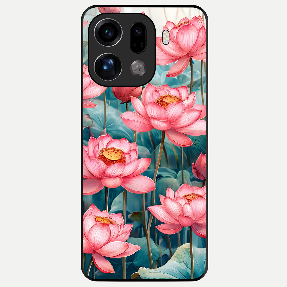  Celestial Pink Lotus Glass Case For Oppo Find X9 Pro back cover – full design glossy printed glass finish
