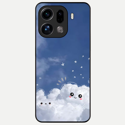  Cute Blossom Cloud Glass Case For Oppo Find X9 Pro back cover – full design glossy printed glass finish