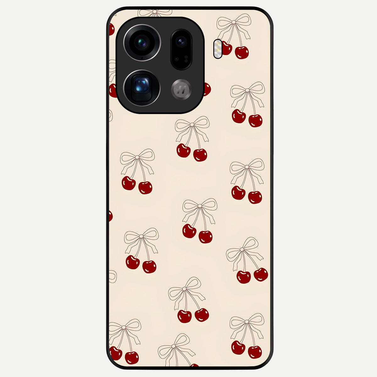  Cute Cherry Pattern Glass Case For Oppo Find X9 Pro back cover – full design glossy printed glass finish