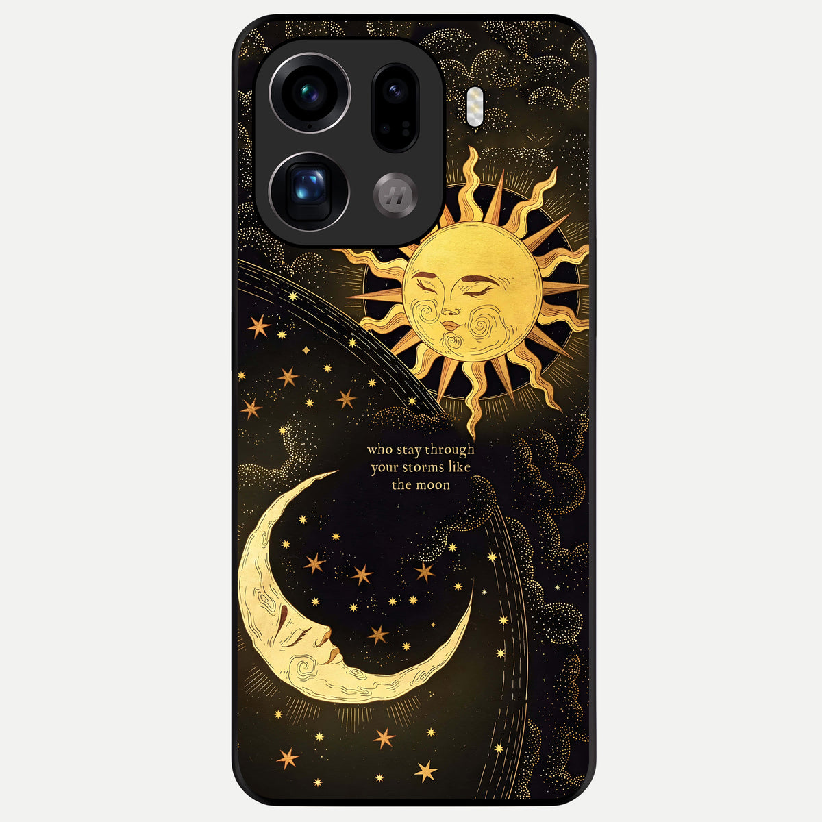  Golden Lunar Love Glass Case For Oppo Find X9 Pro back cover – full design glossy printed glass finish