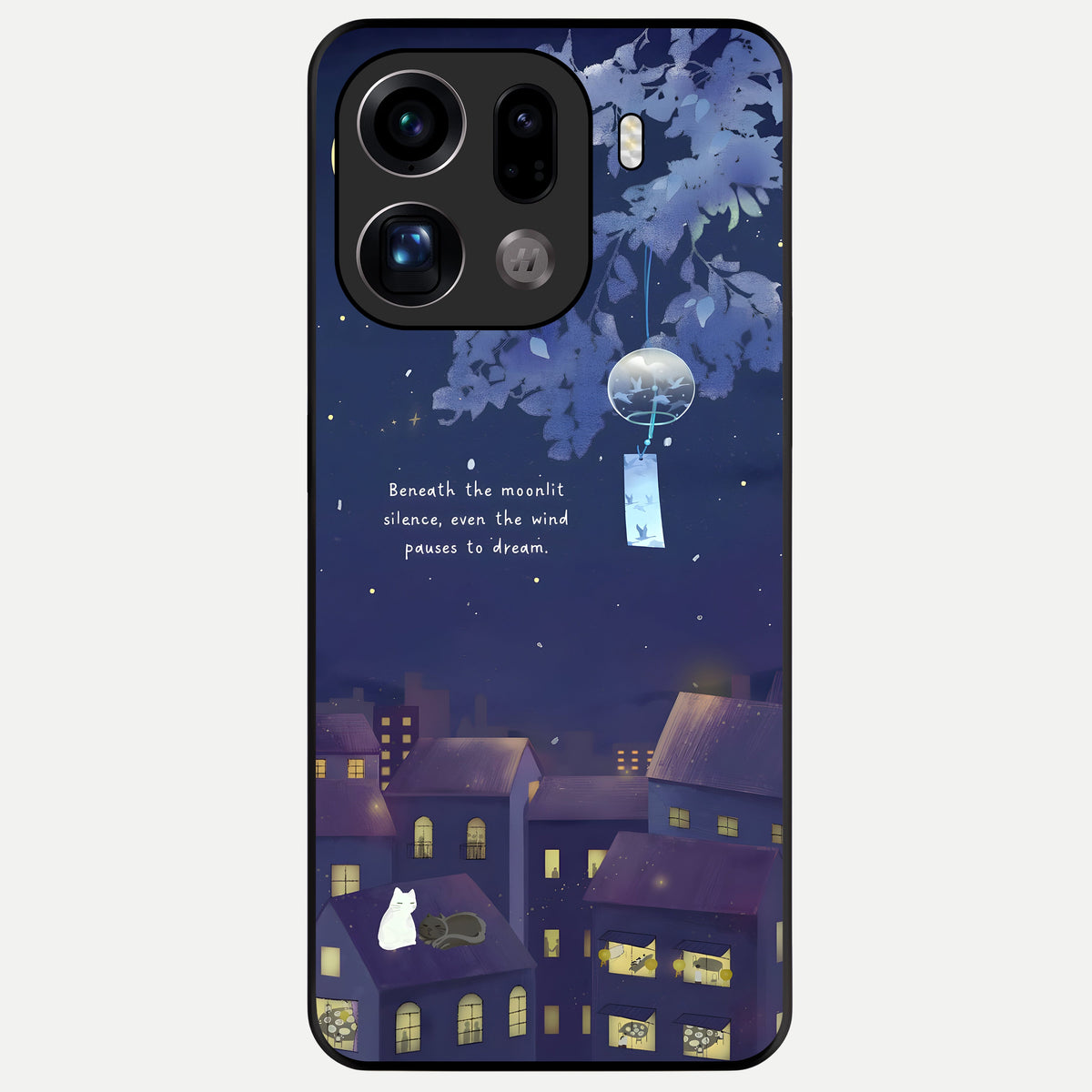  Moonlit Cat Silence Glass Case For Oppo Find X9 Pro back cover – full design glossy printed glass finish