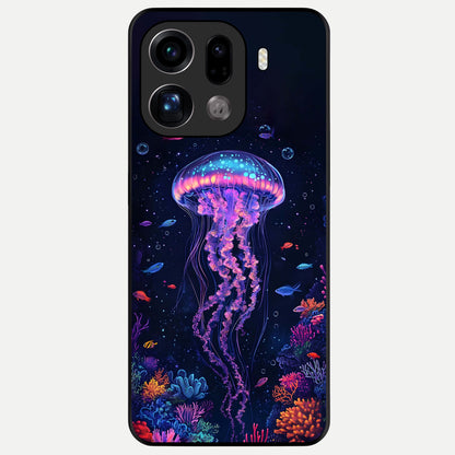  Neon Jellyfish Glass Case For Oppo Find X9 Pro back cover – full design glossy printed glass finish