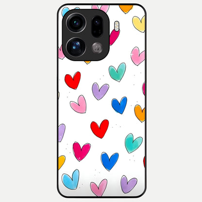  Playful Love Doodles Glass Case For Oppo Find X9 Pro back cover – full design glossy printed glass finish
