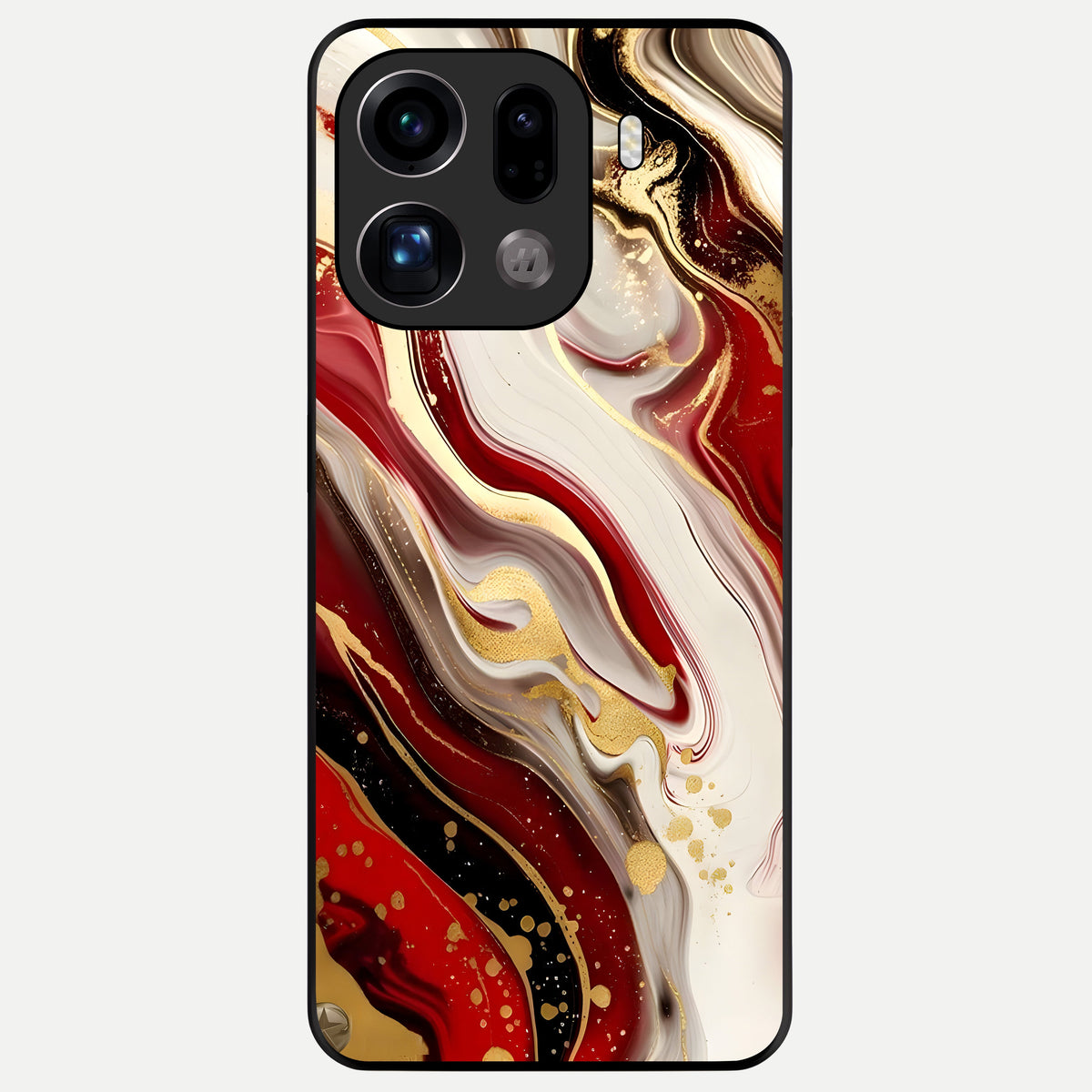  Red And White Marble Glass Case For Oppo Find X9 Pro back cover – full design glossy printed glass finish