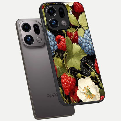  Berry Bloom Charm phone case For Oppo Find X9 Pro showing premium glass back cover with detailed artwork